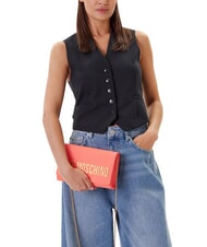 LOVE MOSCHINO BOLD LOGO Borsa con flap e tracolla catena corallo - Borse Donna - 5