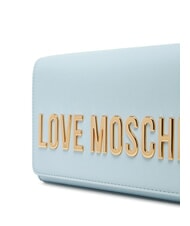 LOVE MOSCHINO BOLD LOGO Borsa con flap e tracolla catena Azzurro chiaro - Borse Donna - 3