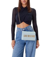LOVE MOSCHINO BOLD LOGO Borsa con flap e tracolla catena Azzurro chiaro - Borse Donna - 5