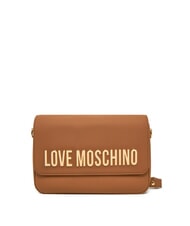 LOVE MOSCHINO LAMINATED BOLD LOVE Borsa a spalla con flap cammello - Borse Donna - 3