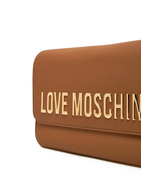 LAMINATED BOLD LOVE Borsa a spalla con flap cammello - Borse Donna