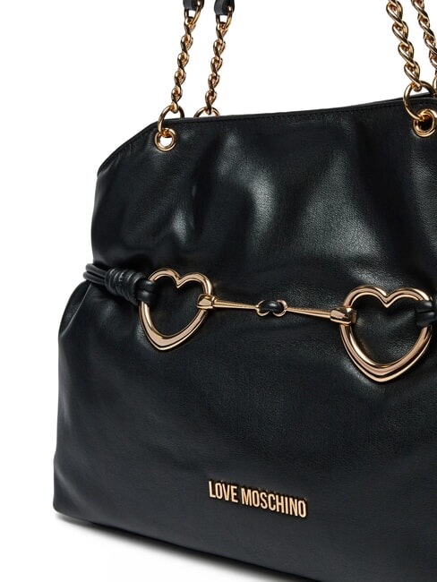 EMBOSSED Borsa a spalla con cuori in metallo Nero - Borse Donna