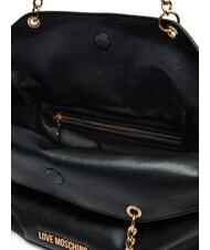 LOVE MOSCHINO EMBOSSED Borsa a spalla con cuori in metallo Nero - Borse Donna - 4
