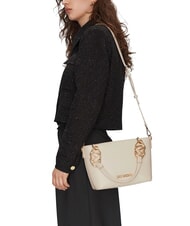 LOVE MOSCHINO LOVE CHAIN STRAP Borsa shopping con tracolla avorio - Borse Donna - 5
