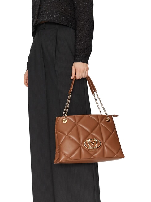 GEOMETRIC Borsa a spalla manici catena cammello - Borse Donna