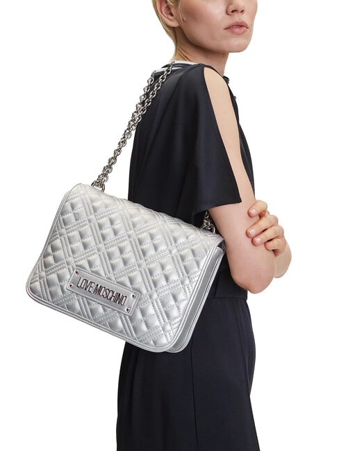 BOLD LOVE Borsa a spalla con manici catena silver - Borse Donna