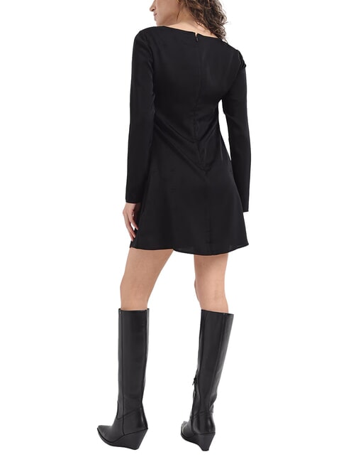 CK JEANS Vestito corto manica lunga logo all over tonal black floral aop - Vestiti Donna