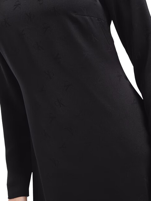 CK JEANS Vestito corto manica lunga logo all over tonal black floral aop - Vestiti Donna