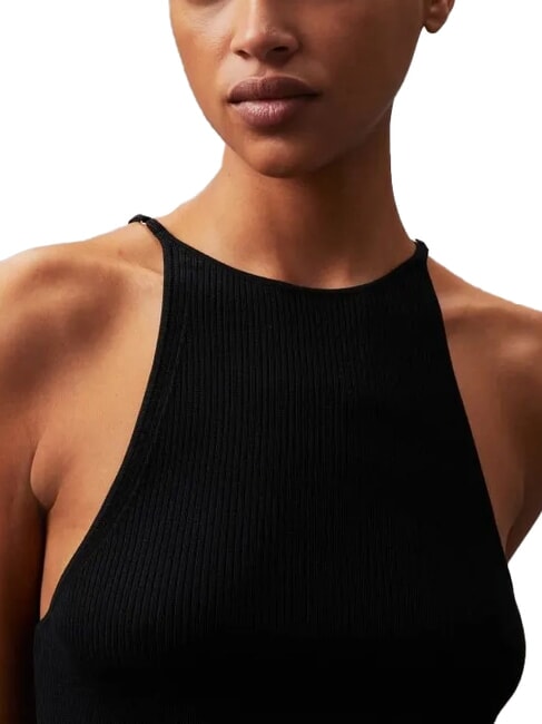 CK JEANS Vestito corto a canotta a costine ck black - Vestiti Donna