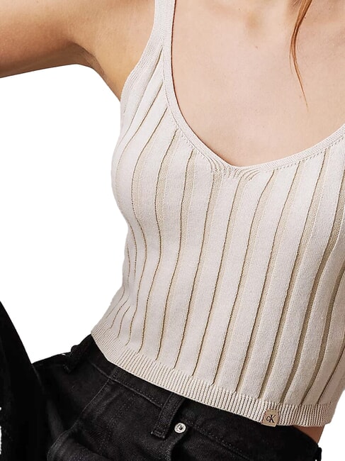 CK JEANS Canotta a bralette in cotone ivory / pelican - T-shirt e Top Donna
