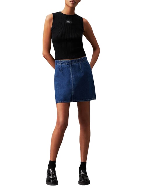 CK JEANS Canottiera a costine ck black - T-shirt e Top Donna