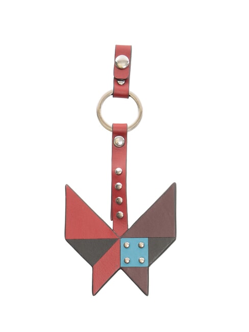 MUSE Portacard in pelle e metallo bordeaux - Portachiavi