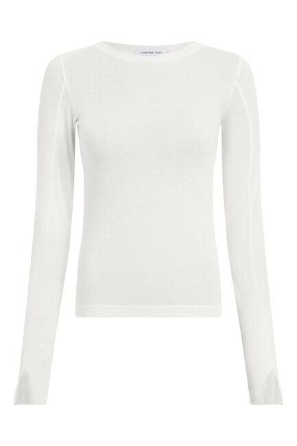 CK JEANS Maglia in cotone a girocollo ivory - Maglie Donna