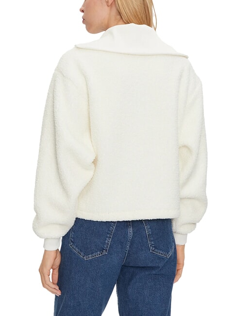 CK JEANS Felpa teddy half zip ivory - Felpe Donna