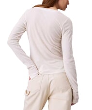 CALVIN KLEIN CK JEANS Maglia in cotone a girocollo ivory - Maglie Donna - 2
