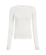 CALVIN KLEIN CK JEANS Maglia in cotone a girocollo ivory - Maglie Donna - 4
