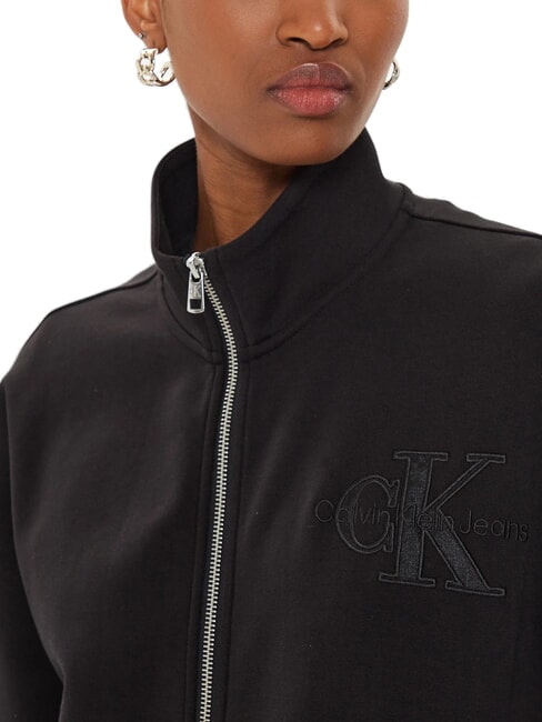 CK JEANS Felpa a collo alto full zip ck black - Felpe Donna