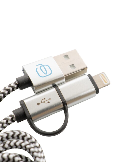 BAGMOTIC Fascetta fermacavo in pelle con cavo usb cuoio/blu - Accessori Viaggio