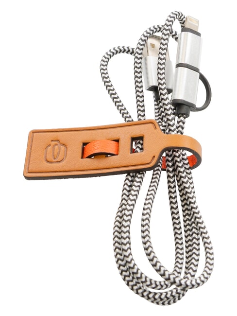 BAGMOTIC Fascetta fermacavo in pelle con cavo usb cuoio/rosso - Accessori Viaggio