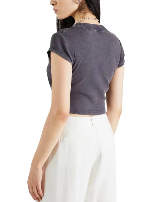 CK JEANS T-shirt cropped a maniche corte washed black - T-shirt e Top Donna