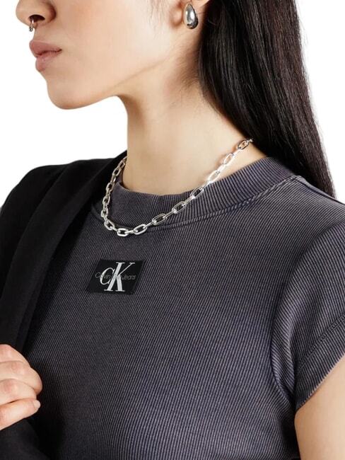 CK JEANS T-shirt cropped a maniche corte washed black - T-shirt e Top Donna