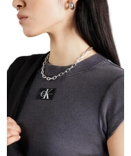 CALVIN KLEIN CK JEANS T-shirt cropped a maniche corte washed black - T-shirt e Top Donna - 3