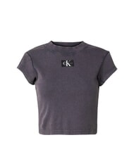 CALVIN KLEIN CK JEANS T-shirt cropped a maniche corte washed black - T-shirt e Top Donna - 4