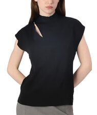 CALVIN KLEIN CK Camicia cut out manica corta collo alto ck black - Camicie Donna - 3