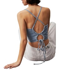 CALVIN KLEIN CK JEANS Crop top in denim con lacci denim - T-shirt e Top Donna - 3