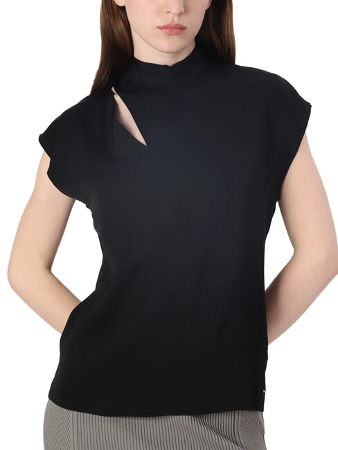 CK Camicia cut out manica corta collo alto ck black - Camicie Donna