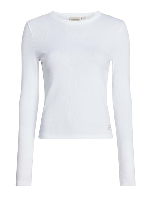CK JEANS Maglia girocollo a costine bright white - Maglie Donna