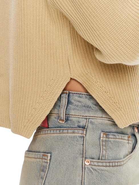 CK JEANS Maglione a girocollo con logo pale khaki - Maglie Donna