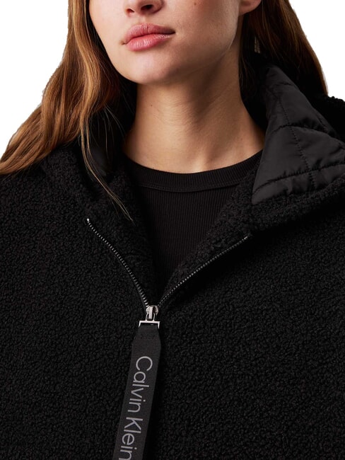 CK JEANS Giacca in pile full zip con cappuccio ck black - Giacche Donna