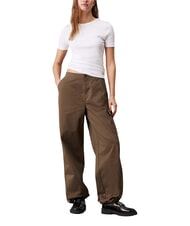 CALVIN KLEIN CK JEANS Pantaloni cargo brushed in cotone tarmac - Pantaloni Donna - 3