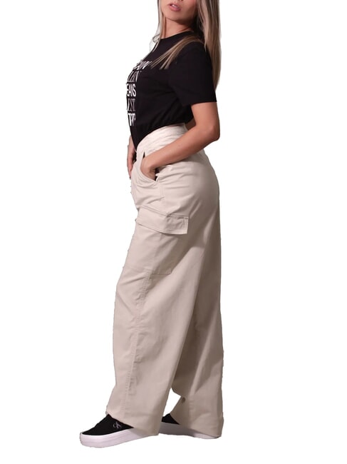 CK JEANS Pantaloni cargo brushed in cotone pelican - Pantaloni Donna