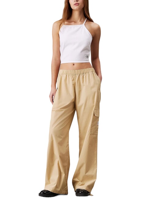 CK JEANS Pantaloni cargo in cotone pale khaki - Pantaloni Donna