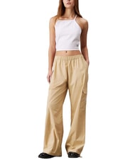 CALVIN KLEIN CK JEANS Pantaloni cargo in cotone pale khaki - Pantaloni Donna - 4