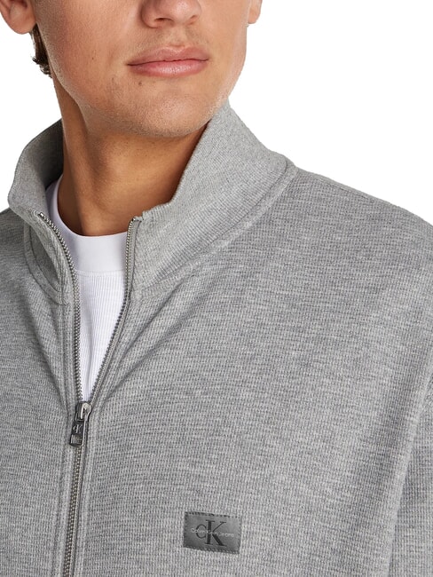 CK JEANS Felpa a collo alto full zip grey heather - Felpe Uomo