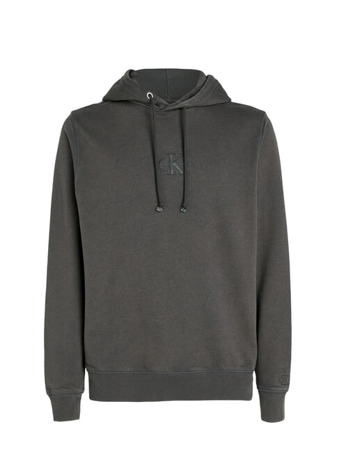 CK JEANS Felpa con cappuccio logo ricamato washed black - Felpe Uomo