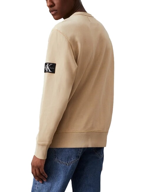 CK JEANS Felpa a girocollo in cotone pale khaki - Felpe Uomo
