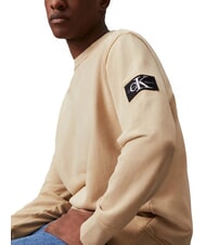 CALVIN KLEIN CK JEANS Felpa a girocollo in cotone pale khaki - Felpe Uomo - 3