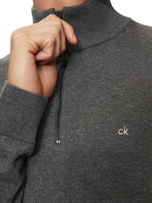 CK Maglione collo alto con zip slim fit dark grey heather - Maglie Uomo