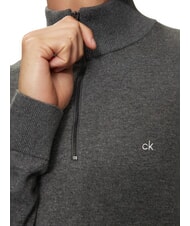 CALVIN KLEIN CK Maglione collo alto con zip slim fit dark grey heather - Maglie Uomo - 3