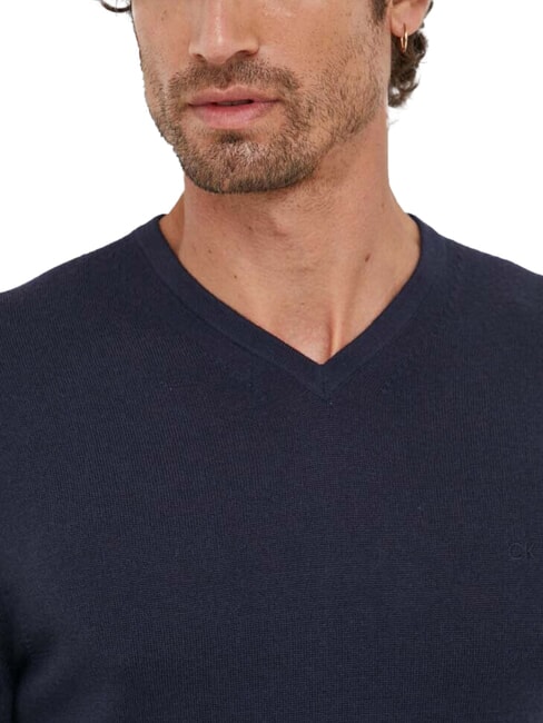 CK Maglione in lana scollo v, regular fit night sky - Maglie Uomo