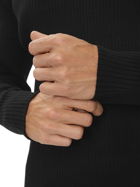 CK JEANS Maglione girocollo a coste slim fit ck black - Maglie Uomo