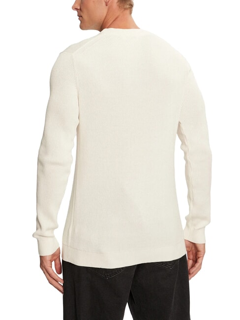 CK JEANS Maglione girocollo a costine ivory - Maglie Uomo