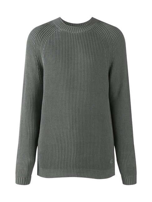 CK JEANS Maglione girocollo a coste endless grey - Maglie Uomo
