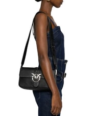 PINKO LOVE ONE CLASSIC SLOUCHY Borsa in pelle a tracolla nero limousine - matt silver - Borse Donna - 4