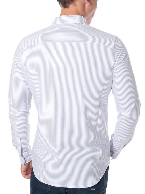 CK JEANS Camicia manica lunga in cotone slim fit white china blue stripe - Camicie Uomo