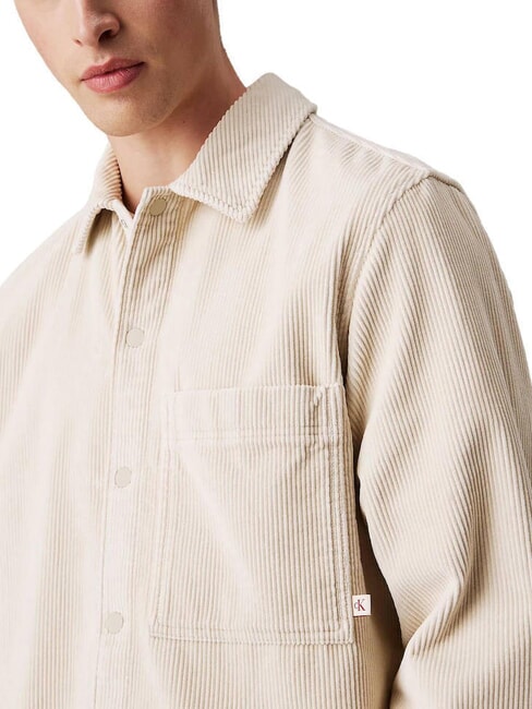 CK JEANS Camicia manica lunga velluto a coste relaxed fit pelican - Camicie Uomo